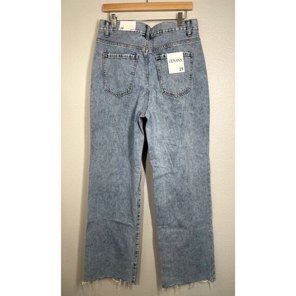 NWT ZENANA Women's Size 29 High Rise Wide Leg Dad Jean Distressed Raw Hem NEW‎ - Picture 6 of 11